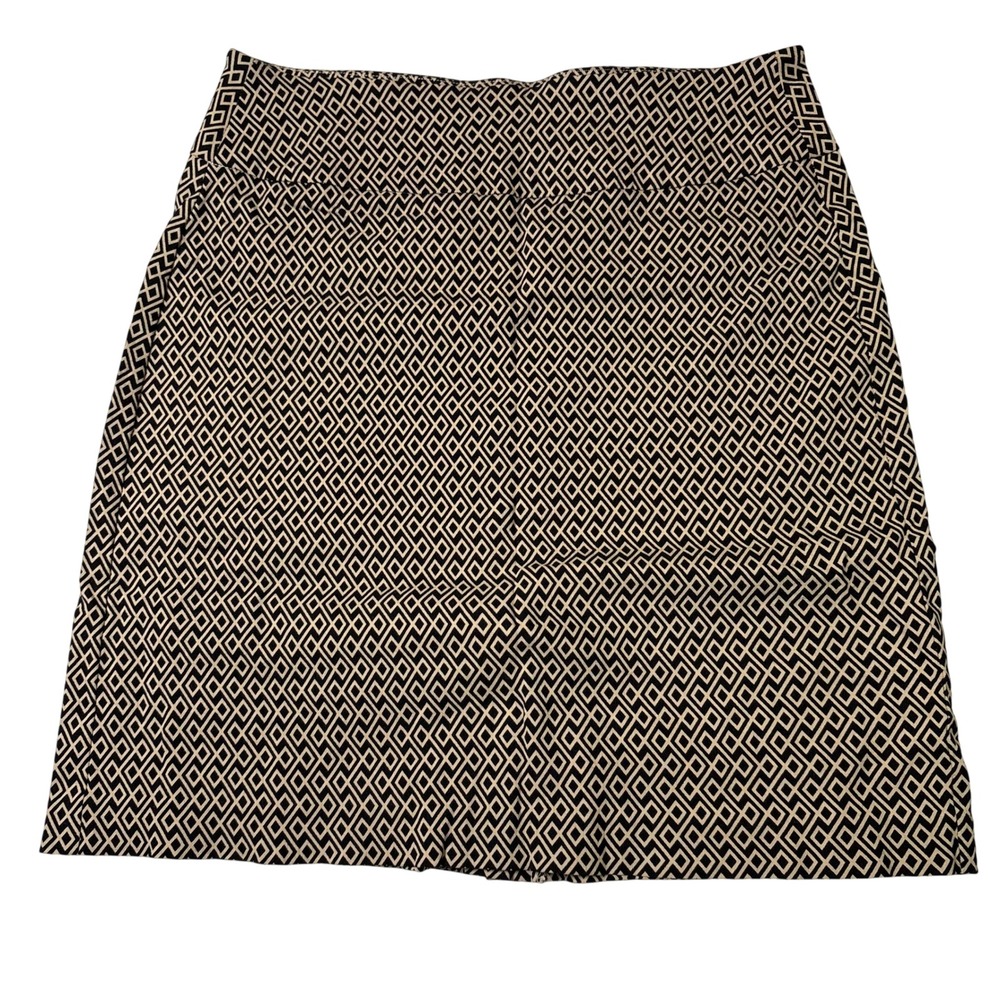 Lulu-B Womens Tan Black Geometric Diamond Print Stretch Pull‎ On Skirt Size 2
